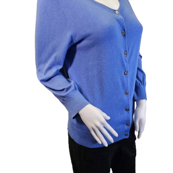 Blue Banana Republic Large Sized Cotton and Silk Cardigan - Picture 8 of 15